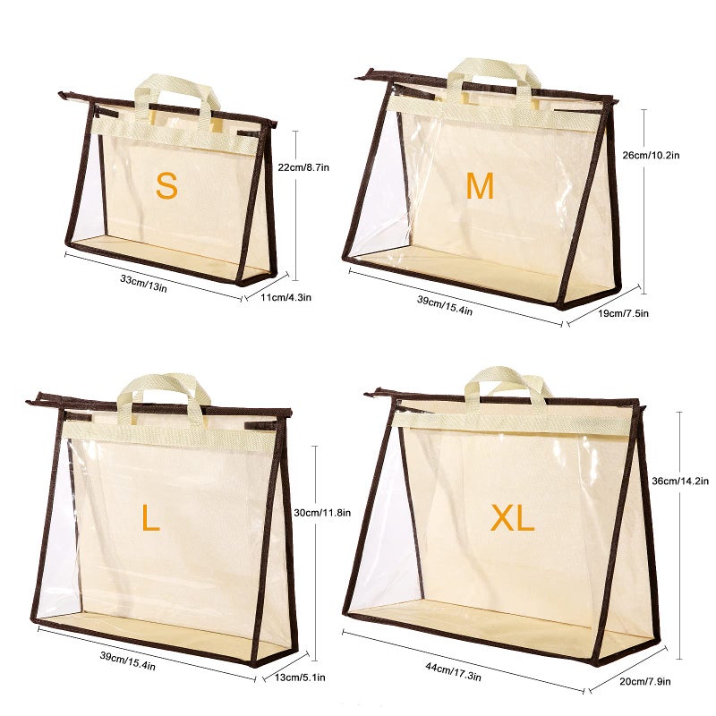 CINPIUK 4 Pack Handbag Dust Bags Clear Purse Storage Organizer for Closet, Zipper Hanging Storage Bag for Handbags - Image 5